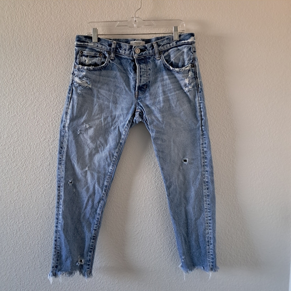 Moussy Vintage Keller Taper Jeans Cropped Blue 29 - Picture 2 of 11